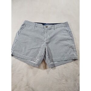 Old Navy Everyday Shorts White Denim Stripe Size 6 w/5"‎ Inseam